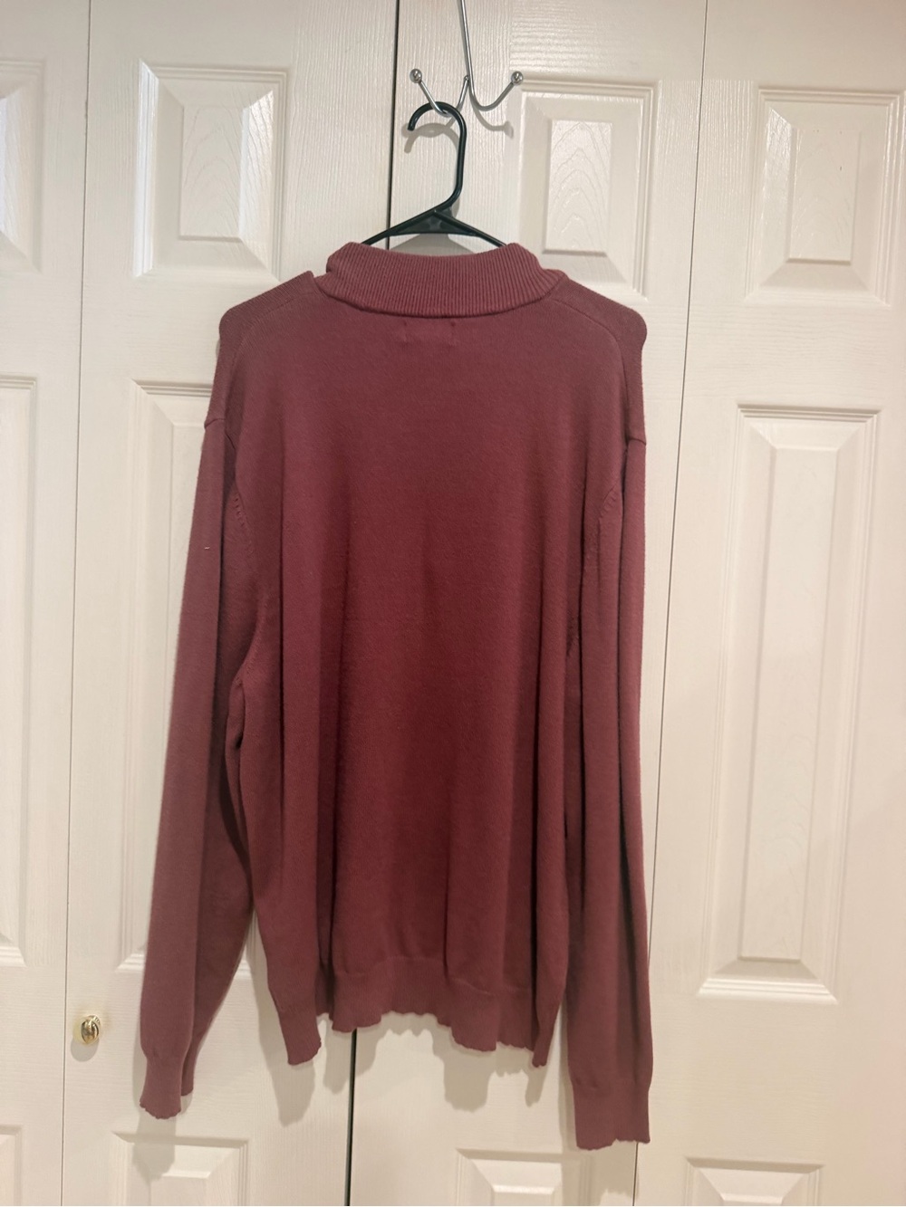 Magaschoni Men's Zip Mock Neck Sweater in Dusty Rose - Picture 4 of 6